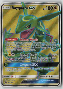 Rayquaza GX 160/168 Ultra Rare Celestial Storm Pokemon DMG - Image 1
