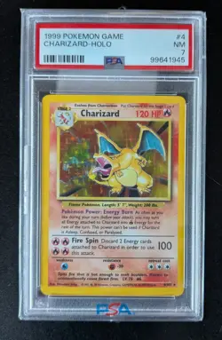 Pokemon 1999 Base Set Charizard #4 Unlimited Holo Rare PSA 7 - Image 1