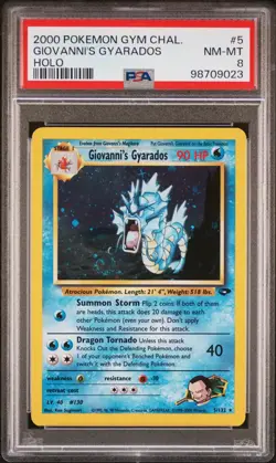PSA 8 GIOVANNI'S GYARADOS 2000 POKEMON GYM CHALLENGE HOLO #5 SWIRL - Image 1
