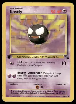 Pokemon Cards Gastly 33/62 1st Edition Fossil WOTC Uncommon LP - Image 1