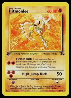 Pokemon Card - Hitmonlee Fossil 22/62 1st Edition Rare - Image 1