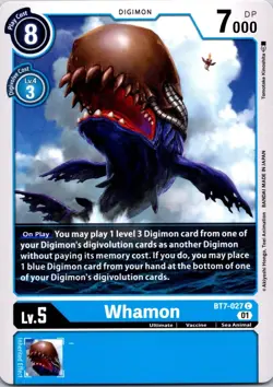 Whamon BT7-027 Black Common Ultimate (Lv5) Digimon CCG Card - Image 1