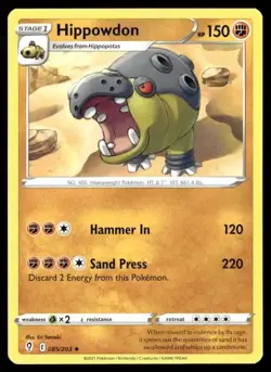 2021 Evolving Skies Set Pokemon Card 085 Hippowdon NM - Image 1