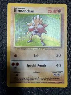 1999 Hitmonchan Base Set Holo Unlimited Rare Pokemon TCG Card 7/102 - Image 1