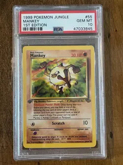 1999 Pokemon Card Jungle Set 1st Edition Mankey #55 PSA 10 - Image 1