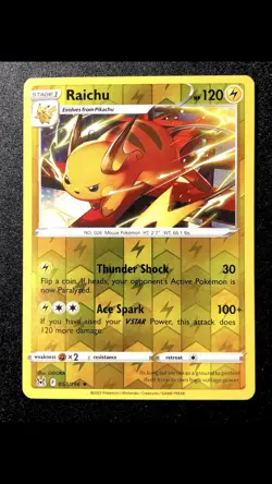 Raichu 053/196 NM Rare Reverse Holo SWSH11 Lost Origin English Pokemon Card - Image 1