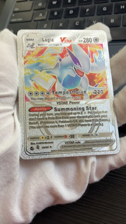 Lugia Vstar Silver Foil Fan Art Vinyl Collector Pokemon Card Costumed - Image 2