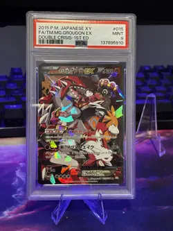 PSA 9 Team Magmas Groudon EX 1st ED 015/034 RR Pokemon Card Japanese 2015 - Image 1