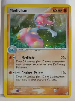 Pokemon Collectible Cards, Medicham HOLO, 10/101, Hidden Legends, 2004 - Image 2