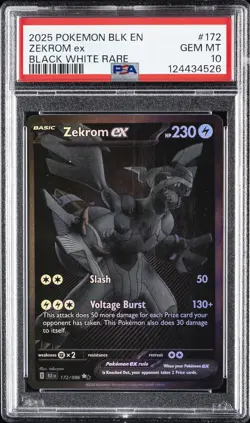 2025 POKEMON BLK EN-BLACK BOLT BLACK WHITE RARE #172 ZEKROM EX PSA 10 - Image 1