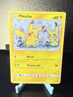 2019 Pokemon Sun & Moon Promo Holofoil Pikachu SM162 - LP with swirl - Image 1
