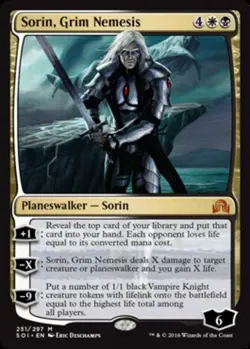 1x Sorin, Grim Nemesis Moderate Play, English Shadows Over Innistrad MTG Magic - Image 1