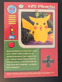 Pokemon Topps - TV2 #25 Pikachu Foil - Series 1 Blue Label - Image 3