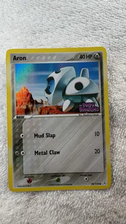 2006 Pokemon EX Holon Phantoms 58/110 Aron Reverse Holo Rare STAMPED foil - Image 1