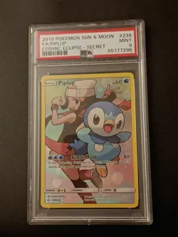 2019 Pokemon Sun & Moon Cosmic Eclipse Piplup Secret Rare #239/236 PSA 9 - Image 1