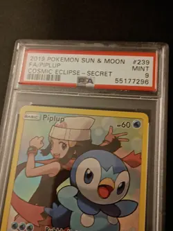 2019 Pokemon Sun & Moon Cosmic Eclipse Piplup Secret Rare #239/236 PSA 9 - Image 2