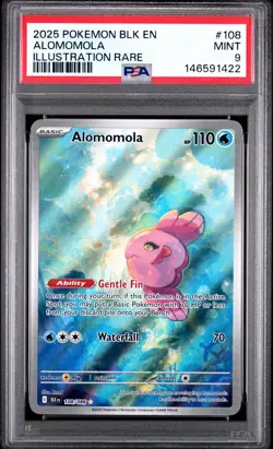 Pokemon 2025 Black Bolt Alomomola 108/086 Illustration Rare PSA 9 - Image 1