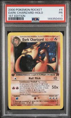 Pokemon TCG Dark Charizard 4/82 Holo First Edition Team Rocket PSA 1 - Image 1