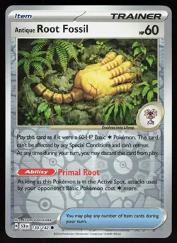 Antique Root Fossil 130/142 Common Stellar Crown Pokemon Reverse Holo Near Mint - Image 1