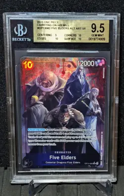 2025 One Piece OP13-082 Five Elders ALT ART SR BGS 9.5 GEM MINT - Image 1