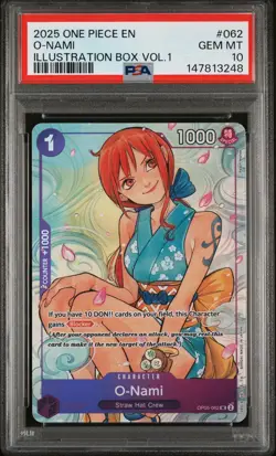 2025 ONE PIECE PROMOS ILLUSTRATION BOX VOL.1 #062 O-NAMI PSA 10 - Image 1