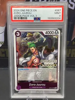 2024 One Piece EN OP05-067 Zoro-Juurou Judge Pack Vol. 3 PSA 9 MINT - Image 1
