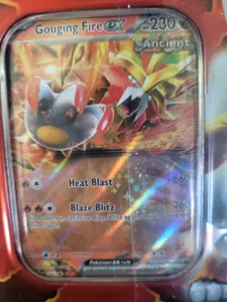 Pokemon Trading Card Game / Paradox Destinies Tin featuring Gouging Fire - Image 2