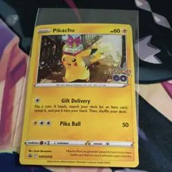 Pokemon GO TCG Pikachu with Gift Promo SWSH234 Pokemon Card Black Star - Image 1