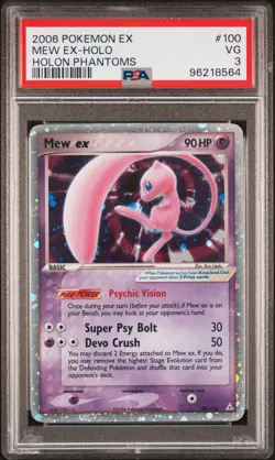 2006 Pokemon EX Holon Phantoms Mew #100/110 EX Holo PSA 3 - Image 1