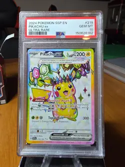 2024 Pokemon Surging Sparks Pikachu Ex #219/191 PSA 10 GEM MINT - Image 1