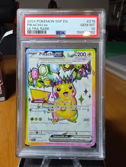 2024 Pokemon Surging Sparks Pikachu Ex #219/191 PSA 10 GEM MINT - Image 2