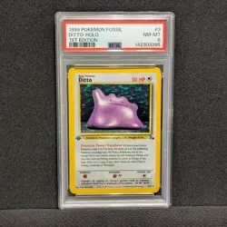Pokemon 1st Edition Fossil Ditto Holo Rare 3/62 PSA 8 NM-MT - Image 2