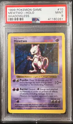 1999 POKEMON BASE SET SHADOWLESS #10 MEWTWO - HOLO PSA 9 - Image 1