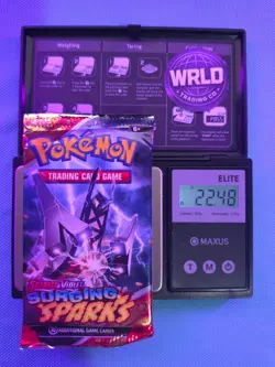 Weighed 22.48g Pokemon TCG Surging Sparks Booster Pack Sealed Heavy Weight - Image 1