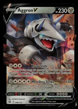 Aggron V 096/172 Holo V Rare Brilliant Stars Pokemon Near Mint - Image 1