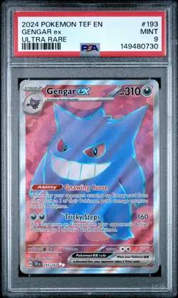 2024 POKEMON TEF EN-TEMPORAL FORCES ULTRA RARE #193 GENGAR EX PSA 9 - Image 1