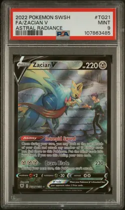 Fa/Zacian V Astral Radiance Pokemon Sword & Shield Astral Radiance TG21 NM PSA 9 - Image 1