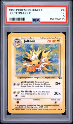 Wizards of the Coast 1999 Pokemon Jungle Jolteon Holo 4/64 PSA 5 EX - Image 5