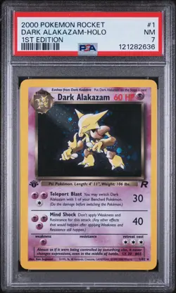 2000 Pokemon Team Rocket Dark Alakazam #1/82 1st Edition Holo PSA 7 - Image 1