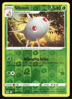 Silcoon 007/196 Uncommon Lost Origin Pokemon Reverse Holo Lightly Played - Image 1