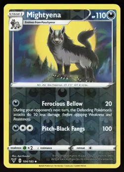 Mightyena 104/185 Uncommon Vivid Voltage Pokemon Reverse Holo Lightly Played - Image 1