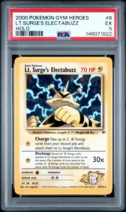 2000 Pokemon Gym Hero's - Lt. Surge's Electabuzz 6/132 - Holo - PSA Graded: 5 - Image 1