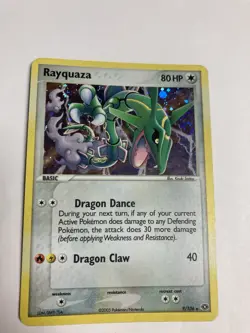 Pokemon Rayquaza 9/106 EX Emerald Holo LP-NM With Holo Swirl - Image 1