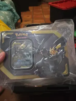 Tag Team Tin Pikachu & Zekrom GX Factory Sealed Pokemon Tin. - Image 1