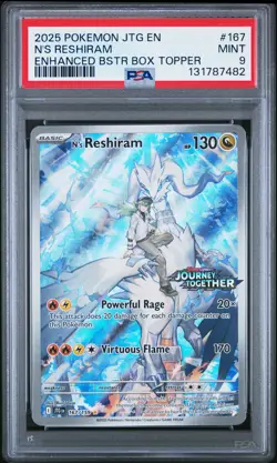 N'S Reshiram Enhanced Bstr Box Topper Pokemon Jtg En-Journey Together 167 PSA 9 - Image 1