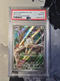 Pokemon TCG - Meowth - 106/094 - Phantasmal Flames - Illustration Rare - PSA 8 - Image 1