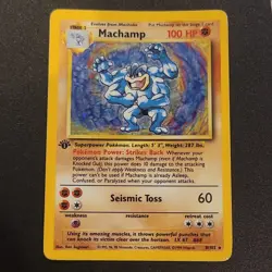 Pokemon Machamp 1st Edition Holo Rare Base Set 8/102 Wizards 1999 Ken Sugimori - Image 1