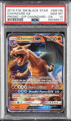 2019 POKEMON SM BLACK STAR PROMO #SM195 CHARIZARD GX PSA 10 - Image 1