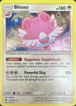 Blissey 153/214 Holo Rare Lost Thunder Pokemon Holo Lightly Played - Image 1