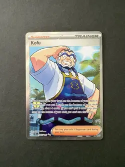 Pokemon TCG Stellar Crown Sv07 Full Art Trainer Holo Ultra Rare Kofu 165/142 - Image 1